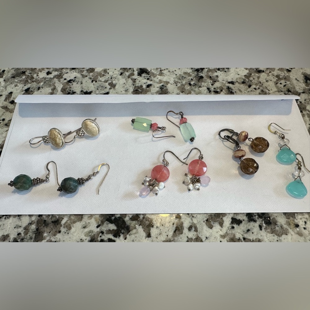 Lot 6 par Sterling silver stone earrings